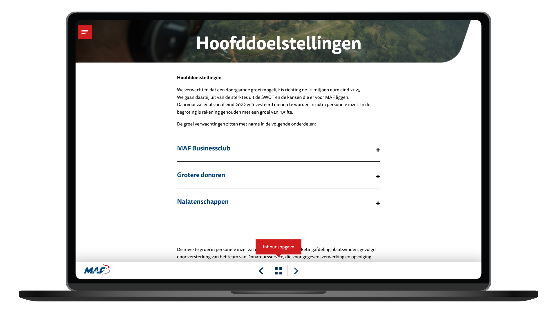 Maf beleidsplan doelstellingen