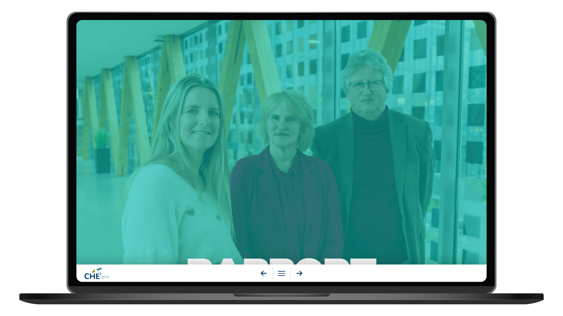 Online impactrapport van Christelijke Hogeschool Ede op een laptop, homepage