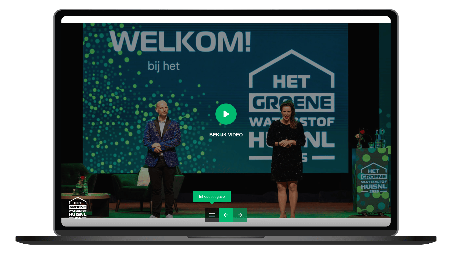 Online terugblik 2025 van Het Groene WaterstofHuisNL op een laptop, pagina Video