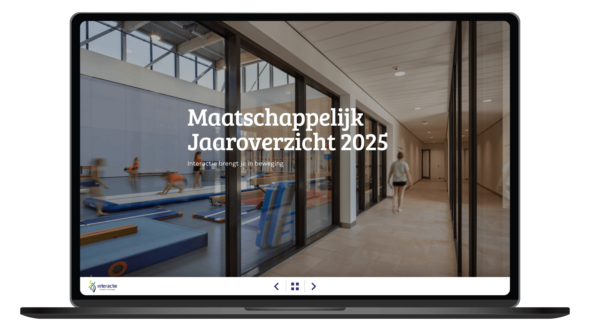 Online maatschappelijk jaaroverzicht 2025 van Interactie Ermelo op een laptop, homepage