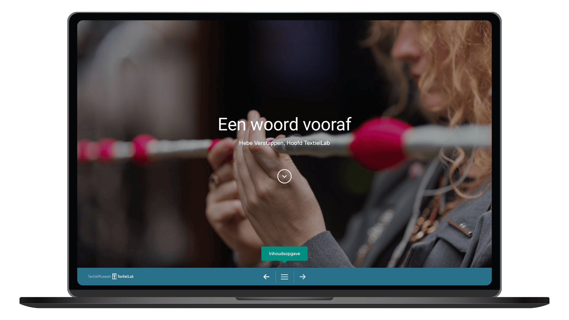 Online jaaroverzicht 2025 van TextielLab op een laptop, pagina Voorwoord